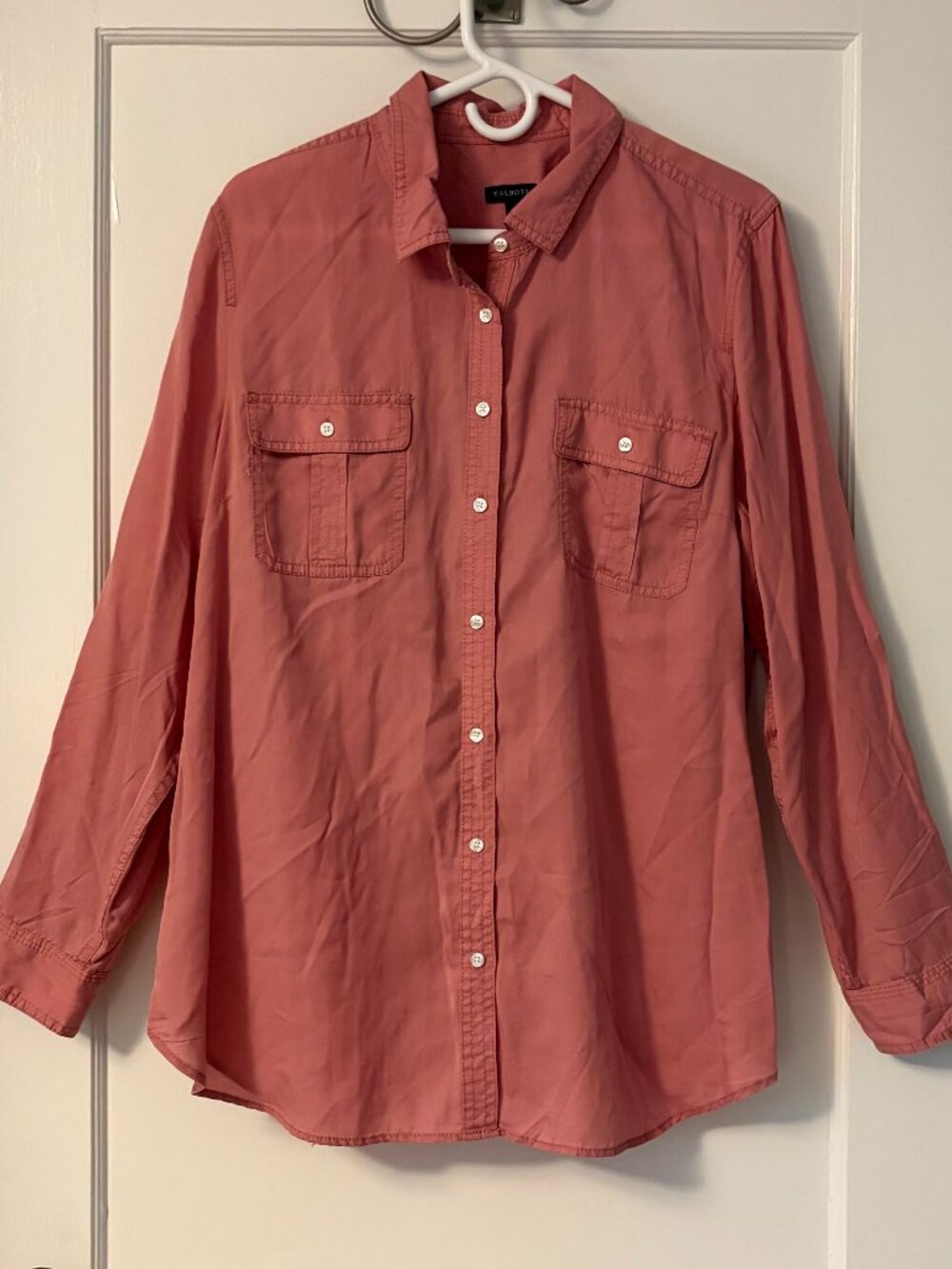 Talbots button up blouse size XL NWOT rose pink casual classic